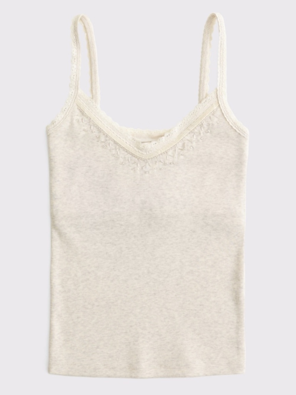 A&F Archive Embellished Rib Cami - Heather Oatmeal